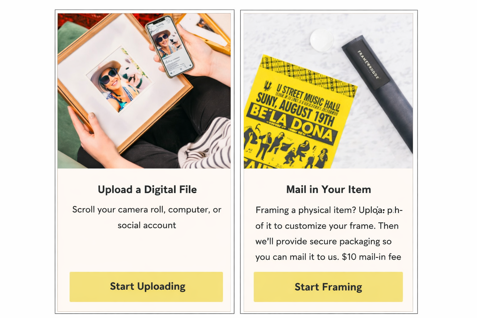 Select frame or canvas options